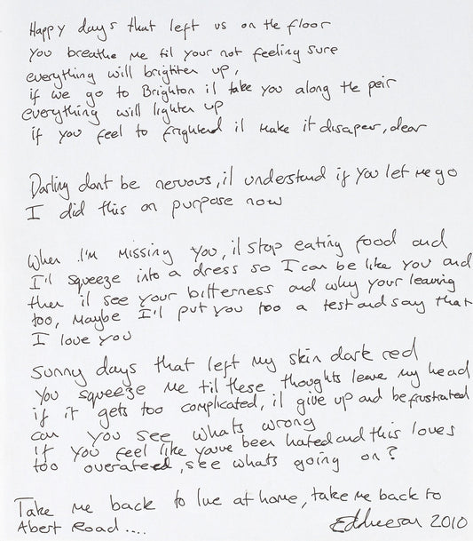 Ed Sheeran 'Be Like You' handwritten lyrics to auction for £5,000.