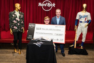 Elton John swaps LA Dodger's Uniform with Hard Rock Cafe - The Memorabilia Club