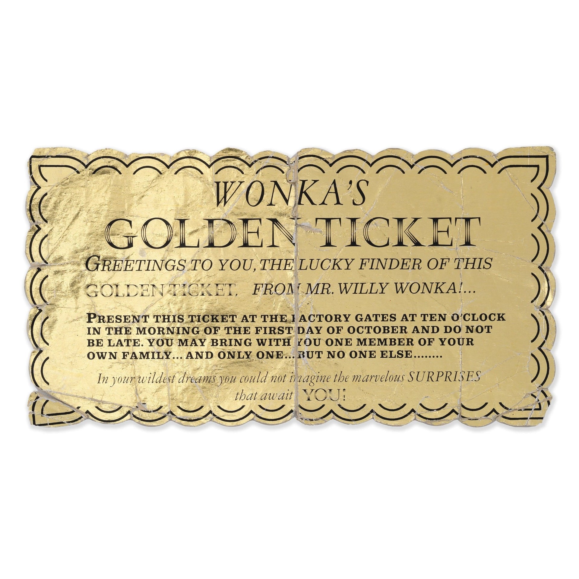 Willy Wonka & The Chocolate Factory Golden Ticket to auction for £12,0 –  The Memorabilia Club