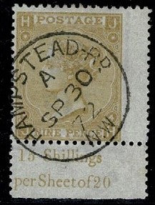 Großbritannien SG110 1867 9d tiefe Strohplatte 14