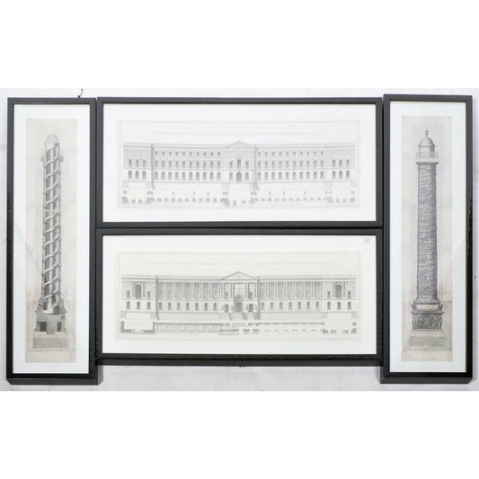 Architectural memorabilia - rare reproductions of engravings of the Louvre and Trajan's Column in Rome - The Memorabilia Club