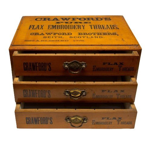 Crawford Brothers Pure Flax Embroidery Threads advertising cabinet - The Memorabilia Club