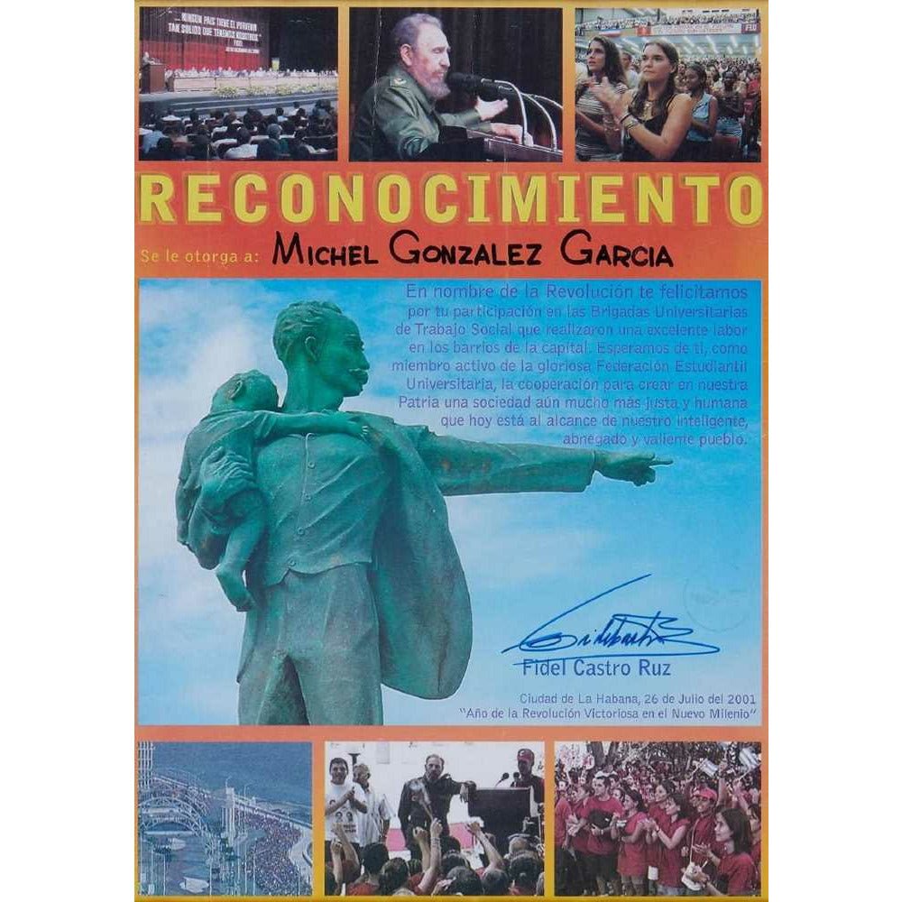 Fidel Castro Cuban memorabilia autographed certificate of recognition - The Memorabilia Club