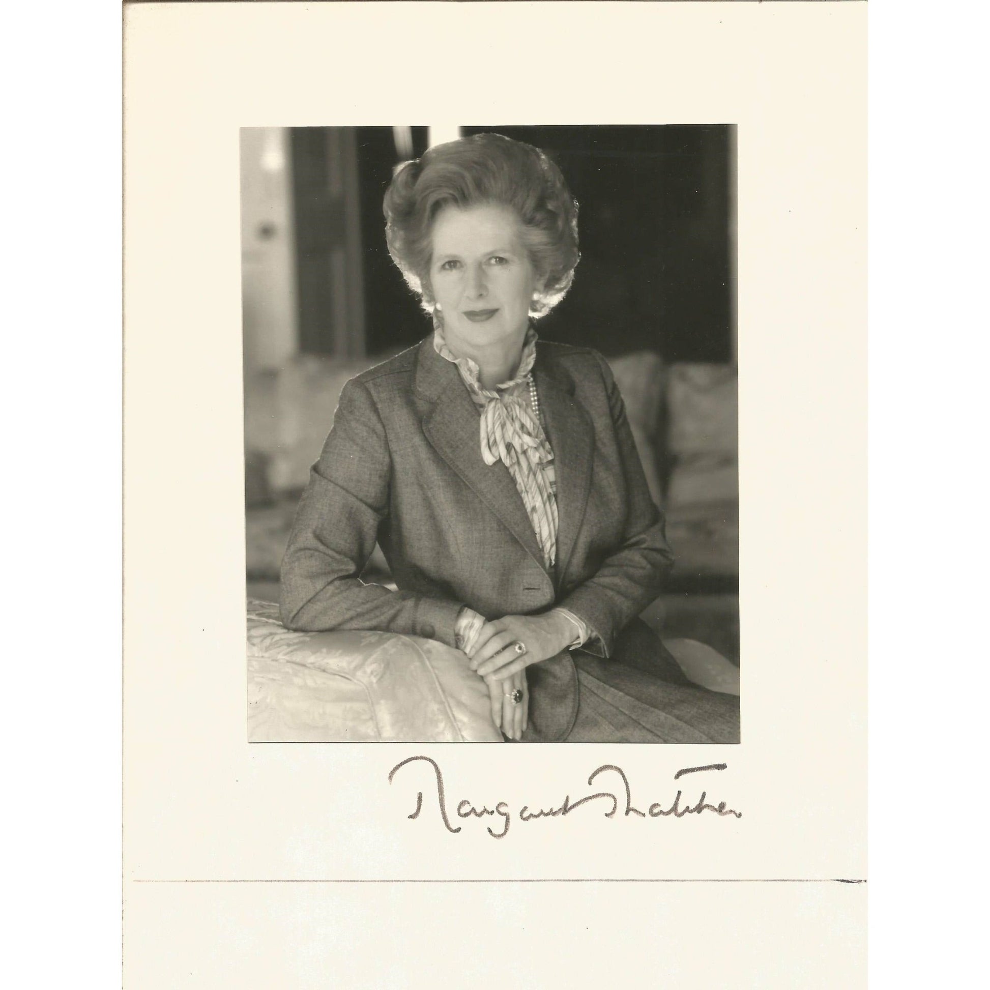 Margaret Thatcher memorabilia signed 6" x 4" black and white photograph - The Memorabilia Club